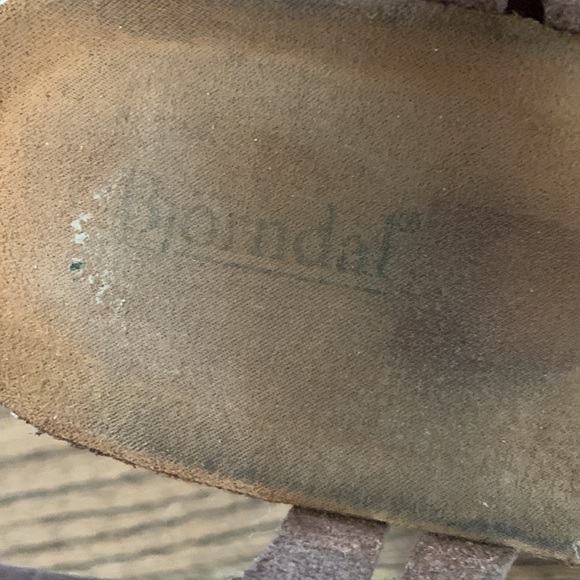 Bjorndal Women's Brown Leather Criss Cross Wedge Heeled Sandals - Picture 2 of 7